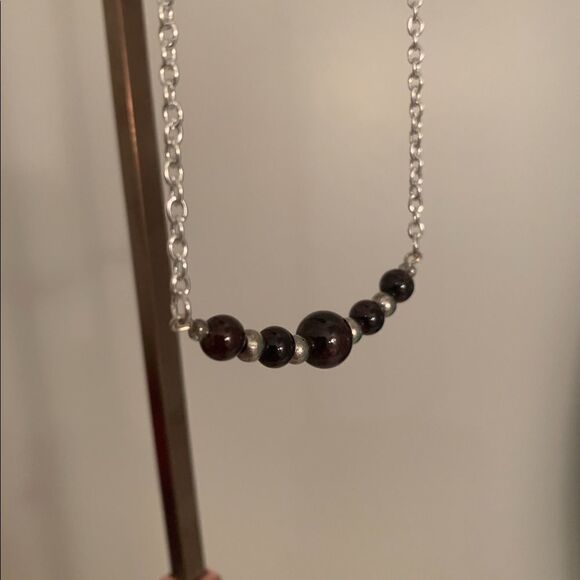 Garnet Stone And Silver 17” Necklace, Brand New - Picture 5 of 7